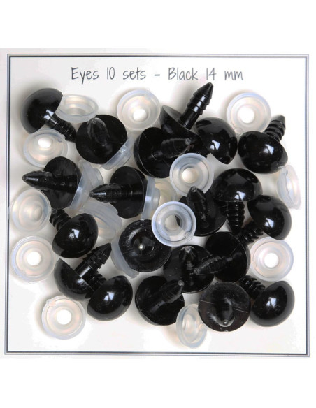14 mm black safety eyes - 10 pairs