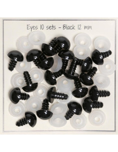 Black safety eyes 12 mm - 10 pairs