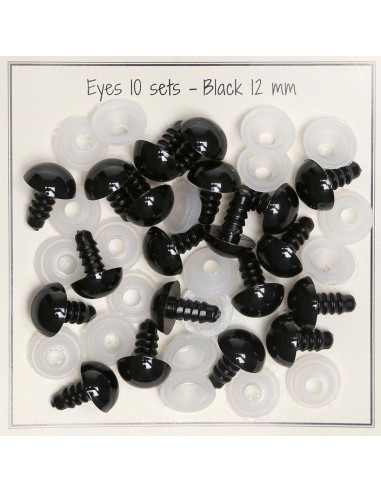 Black safety eyes 12 mm - 10 pairs