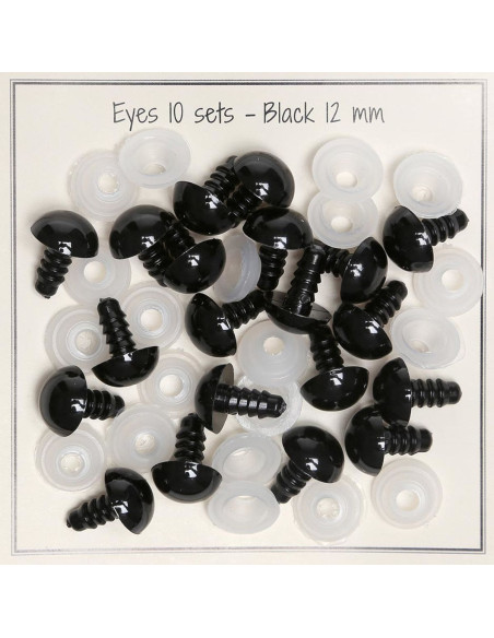 Black safety eyes 12 mm - 10 pairs