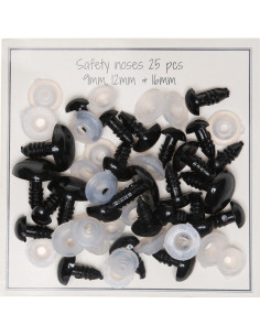 Black safety noses 9-16 mm - 25 pcs