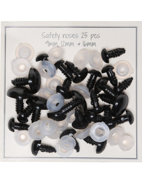 Black safety noses 9-16 mm - 25 pcs