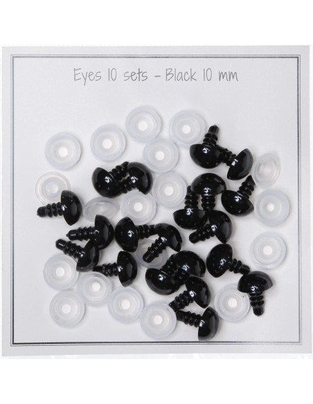 Black safety eyes 10 mm - 10 pairs