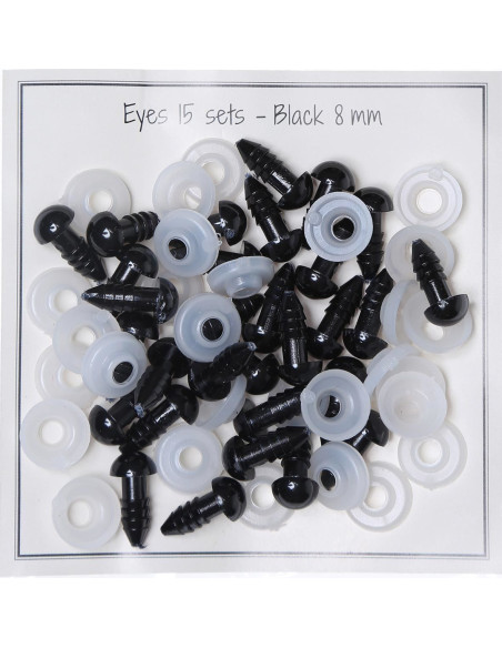 8 mm black safety eyes - 15 pairs