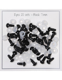 Black safety eyes 7 mm - 20 pairs