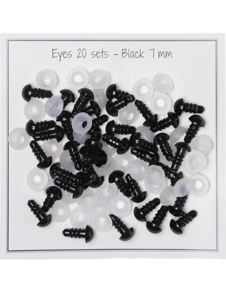 Black safety eyes 7 mm - 20 pairs