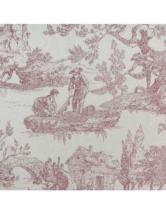 Tissu toile de Jouy demi-natté – Grande largeur – Rouge