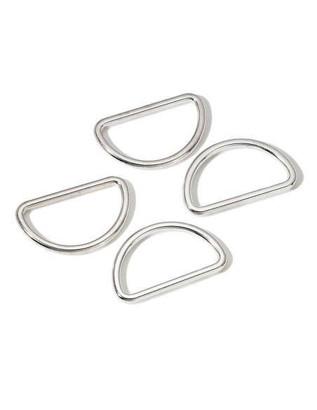 Box of 4 D-rings - Silver 30 mm