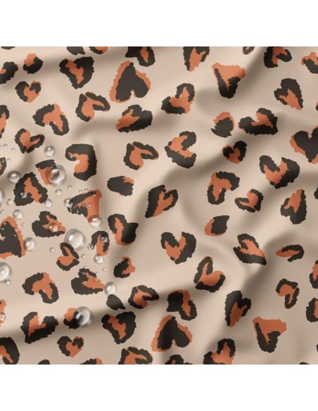 Tissu imperméable pour ciré - Saian orange et galet