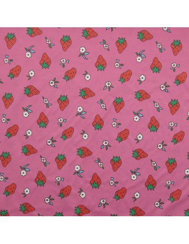 Tissu imperméable pour ciré - Polka rose et rouge