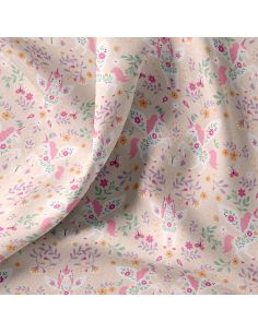 Tissu popeline de coton - Polly gris et rose 2