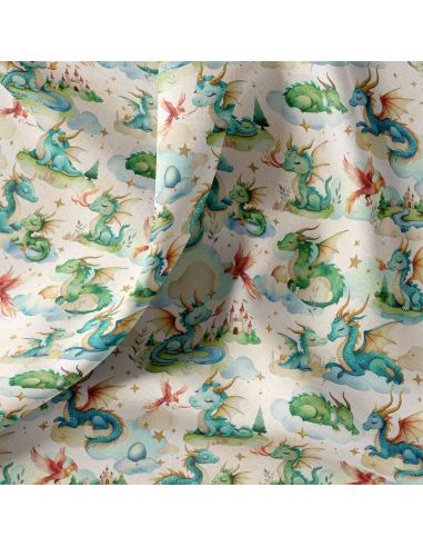Tissu popeline de coton - Pendra lin et vert