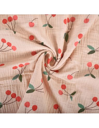 Tissu double gaze imprimé - Clafoutis