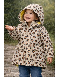 Tissu imperméable pour ciré - Saian orange et galet 2