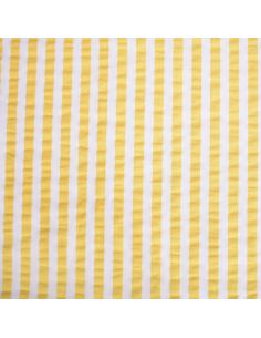 Tissu Seersucker à rayures larges - Blanc et jaune 2