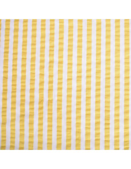 Tissu Seersucker à rayures larges - Blanc et jaune