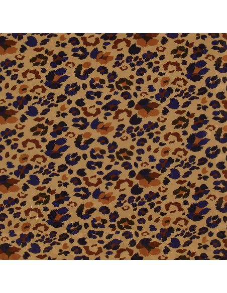 Tissu viscose fantaisie - Lynx marron et bleu
