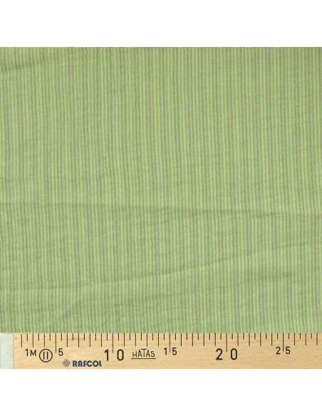 Tissu double gaze gaufrée rayures - Vert clair et amande