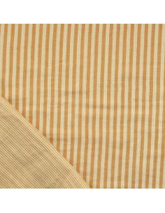 Tissu double gaze gaufrée rayures - Vert clair et amande
