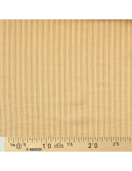 Tissu double gaze gaufrée rayures - Vert clair et amande