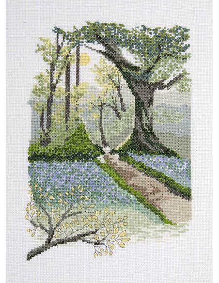 Kit broderie point de croix - Paysage printanier