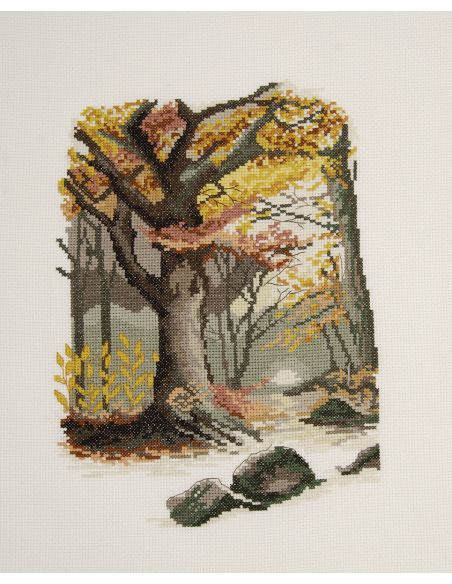 Kit broderie point de croix - Paysage automnal