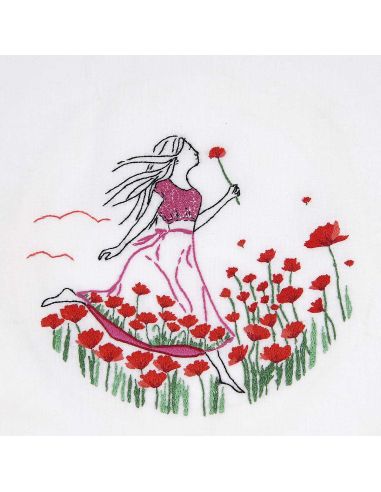 Kit broderie - Coquelicots romantiques
