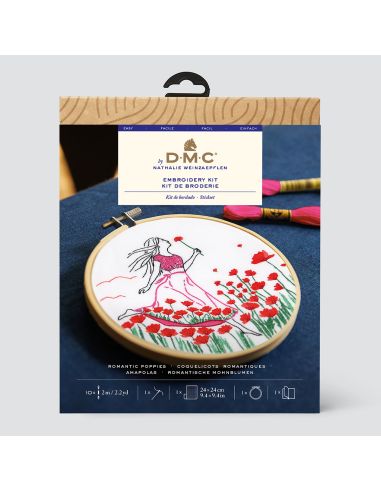 Kit broderie - Coquelicots romantiques