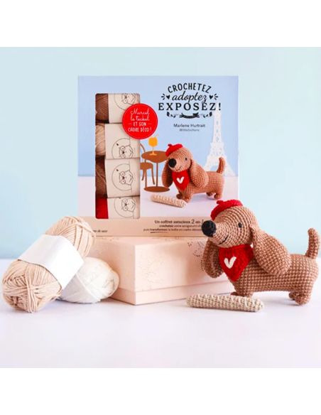 Coffret crochetez adoptez exposez - Marcel le teckel