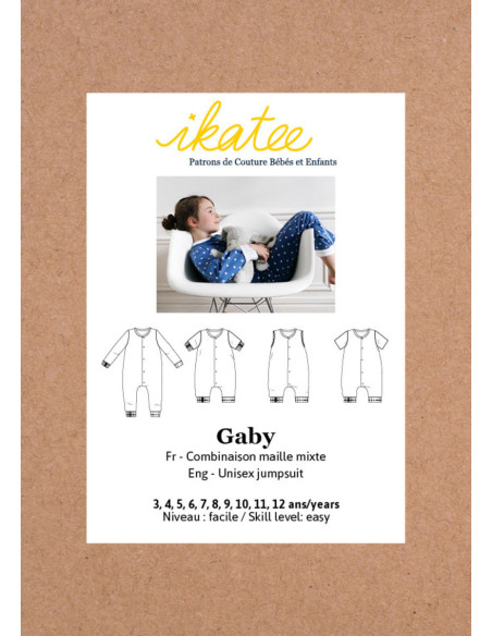 Gaby Unisex Pajama Jumpsuit Pattern - Ikatee