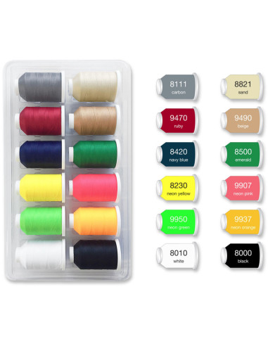 Box of 12 spools of Aeroflock 1000 m Madeira foam thread