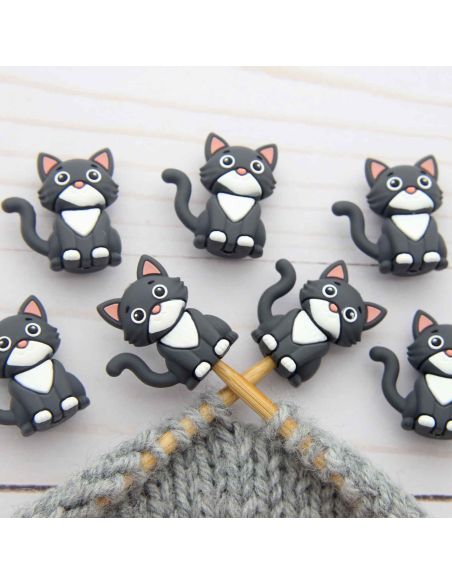 Bouchons stoppeurs de mailles pour aiguilles à tricoter - Chaton