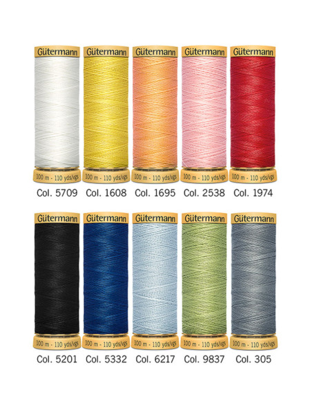 Set of 10 Gütermann cotton sewing threads - Bright
