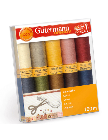 Set of 10 Gütermann cotton sewing threads - Autumn