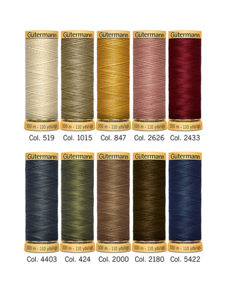 Set of 10 Gütermann cotton sewing threads - Autumn