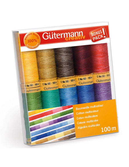 Set of 10 Gütermann cotton sewing threads - Multicolor