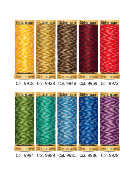 Set of 10 Gütermann cotton sewing threads - Multicolor
