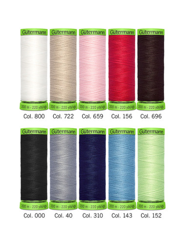 Set of 10 Gütermann polyester sewing threads - Extra fine