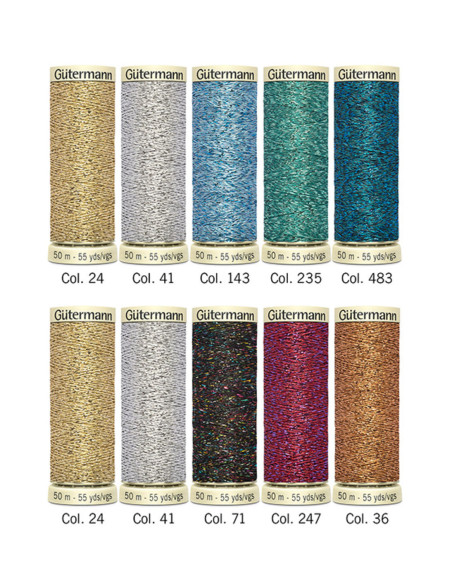 Set of 10 Gütermann sewing threads - Metallic effect thread