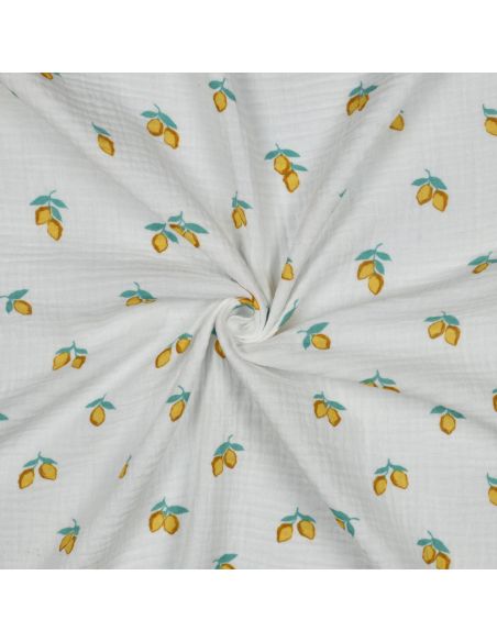 Tissu double gaze imprimé - Citrons