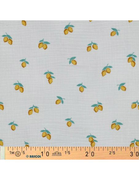 Tissu double gaze imprimé - Citrons