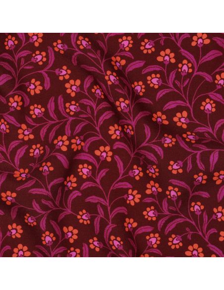 Tissu viscose - Ornements bordeaux