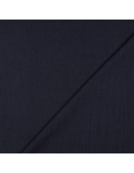 Tissu lin coton lavé - Bleu marine