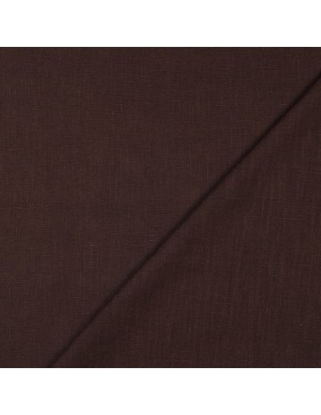 Tissu lin coton lavé - Chocolat