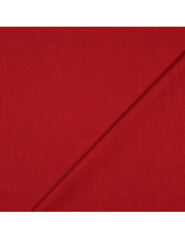Tissu lin coton lavé - Rouge carmin