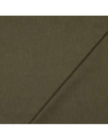 Tissu lin coton lavé - Kaki