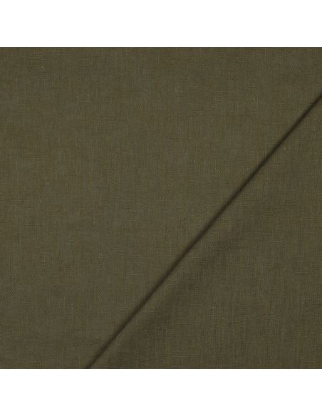 Tissu lin coton lavé - Kaki