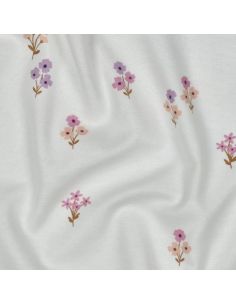 Tissu flanelle - Fleurs fond blanc 2