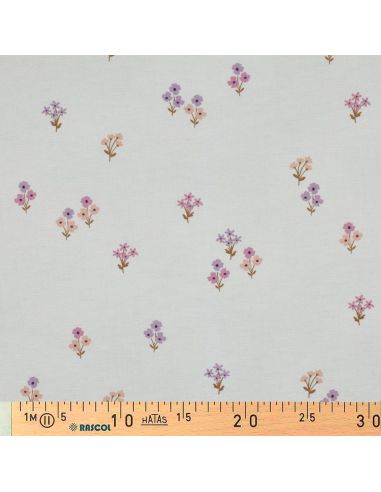 Tissu flanelle - Fleurs fond blanc