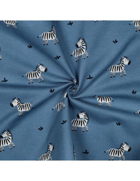 Tissu flanelle zèbres - Bleu